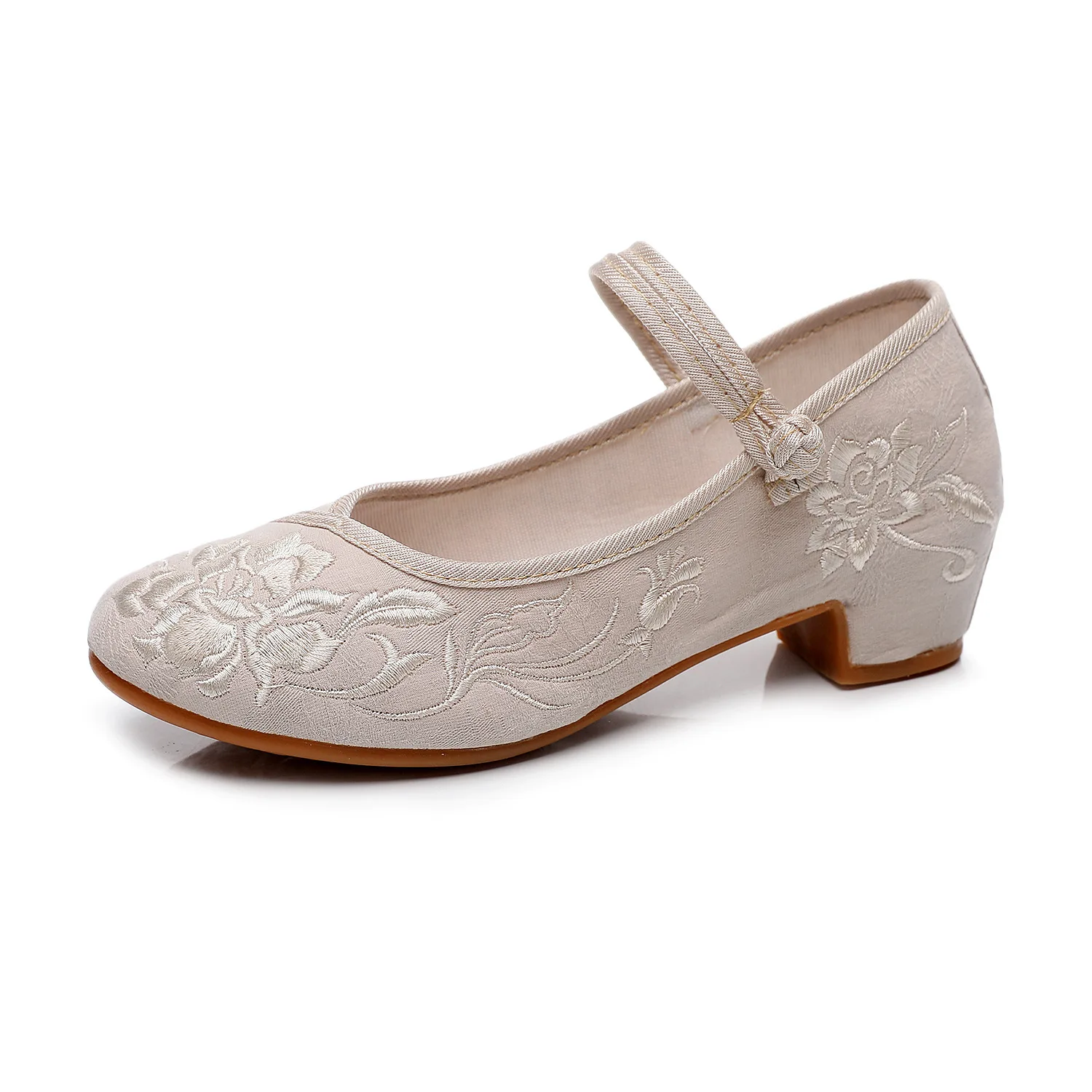 Size 34-40 Ethnic Style Flower Embroidered Women Low Heel Ladies Comfort Chinese Cheongsam Hanfu Shoes