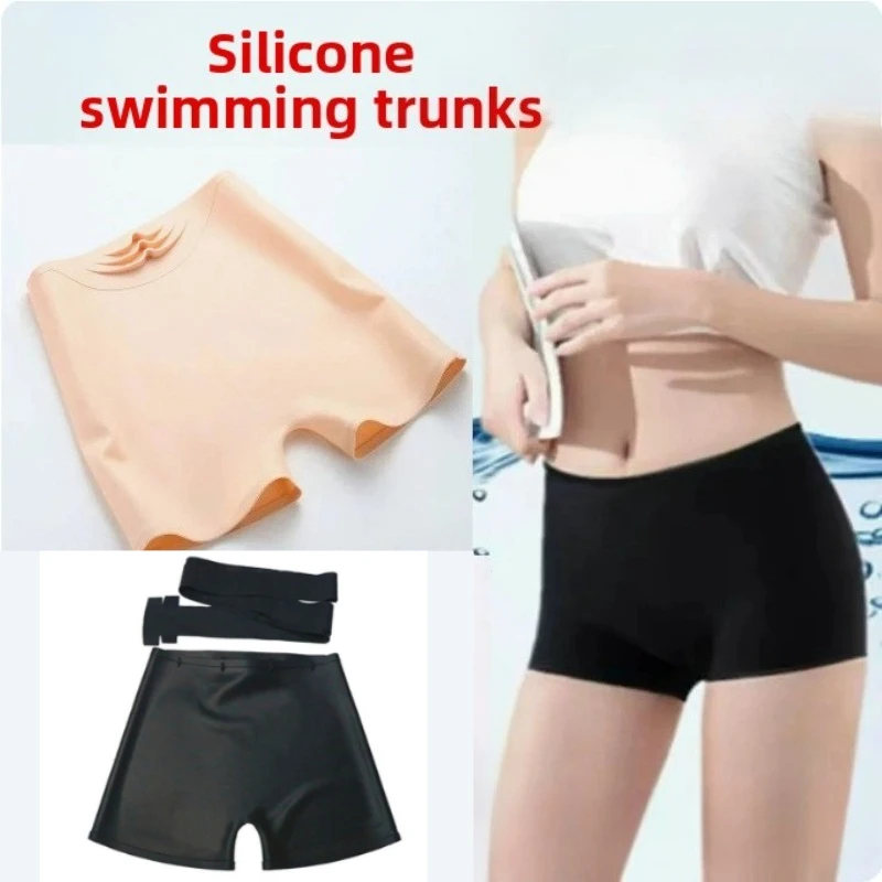 Seamless Silicone Swimwear Women Men Quick Dry Anti Chafing Swim Trunks Beach Shorts Waterproof Comfortable Pool Swim Shorts New