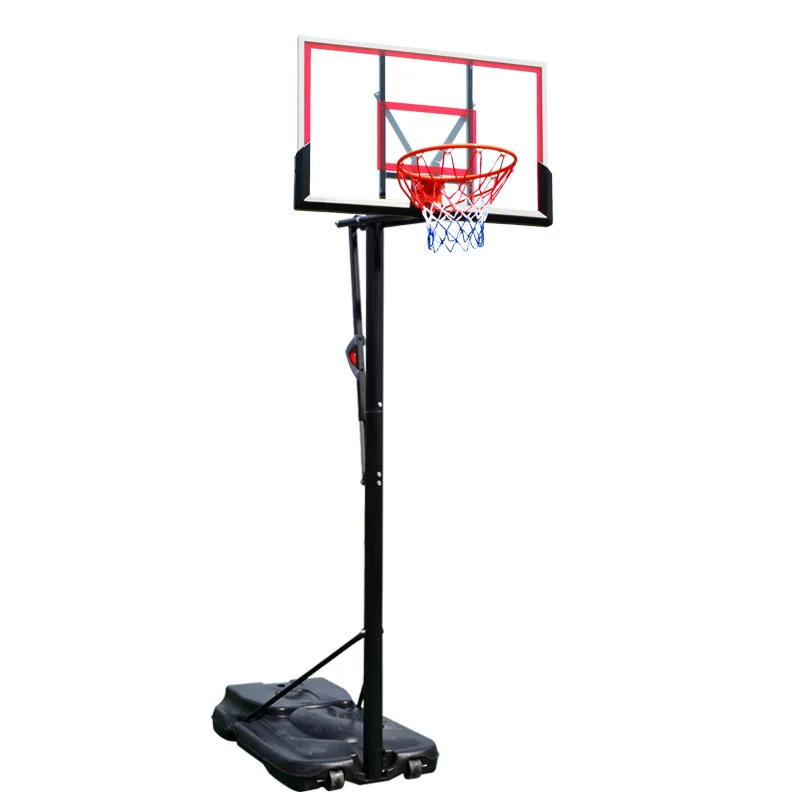 

Adjustable Basketball Hoop, Portable Backboard System Stand w/ 2 Wheels, Stable Base, Weather-Resistant, Nylon Net