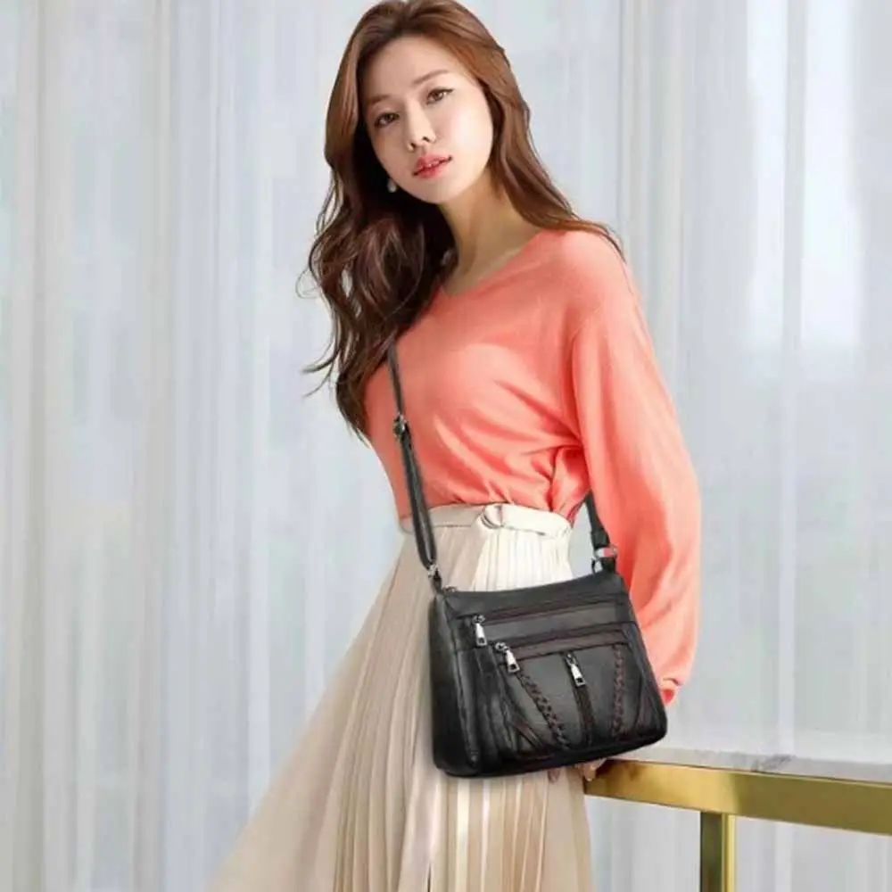 Sac à bandoulière en cuir PU pour femmes, élégant, grande capacité, minimaliste, étanche, sac à main Vintage, sacoche d'extérieur