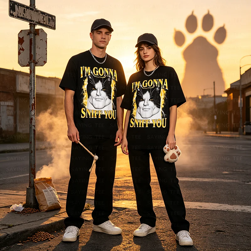 Im Gonna Sniff You Meme Cat Lover Men Women T-Shirt Y2k Humor Cat Dad Mom Joke Saying Tee Personality Graphic Streetwear Clothes