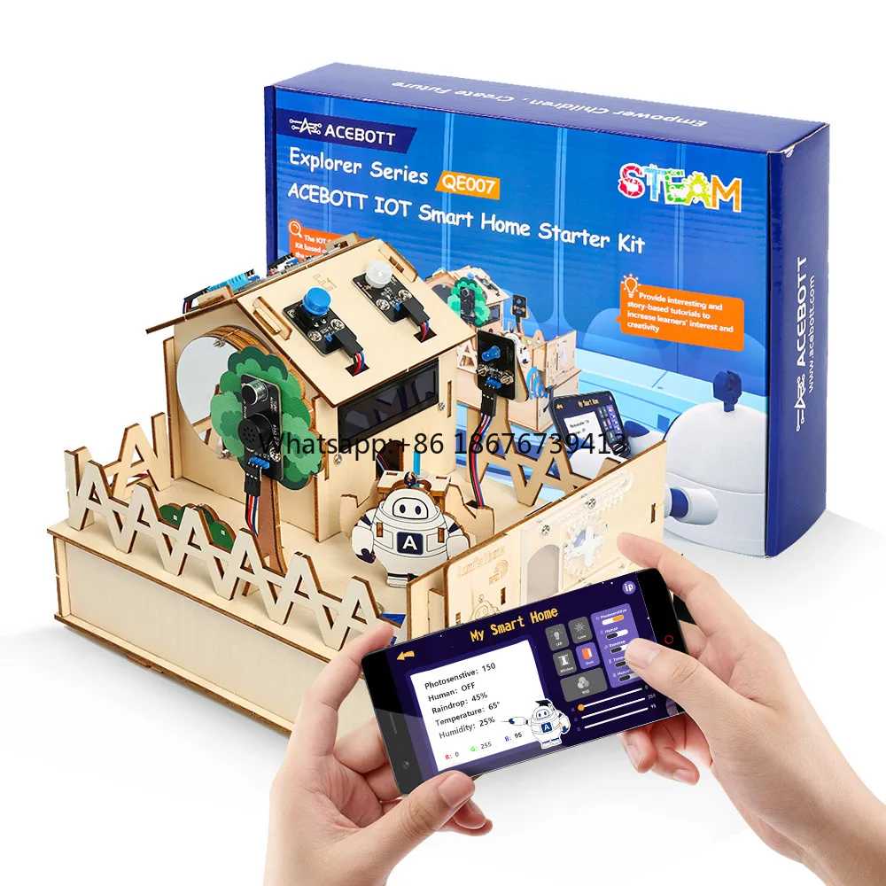 DIY Smart Home Kit for Arduino Kit Starter Automation Projects Wooden House Learning Kit for ESP32
