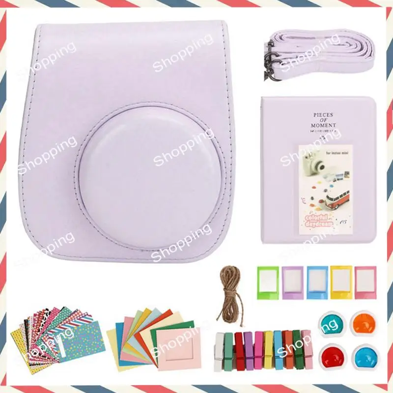 حقيبة حماية للكاميرا الفورية M20K حافظة من البولي يوريثان لهاتف Fujifilm Instax Mini 12 مع مرشحات الألبوم ملصقات إطارات ملونة