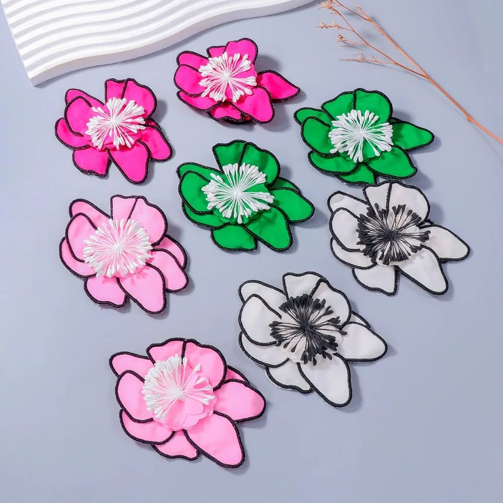 1pair 4.13×3.03in Large Flower Earrings Boho Style Stereoscopic Sense Handmade Cloth Earrings Vintage Easy to Wear High Quality