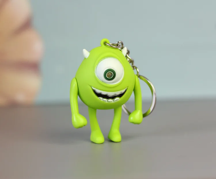 Disney Anime Figure Sulley Mike Keychain PVC Model Cartoon Luminous LED Key Ring Kids Toys Key Chain Christmas Gifts