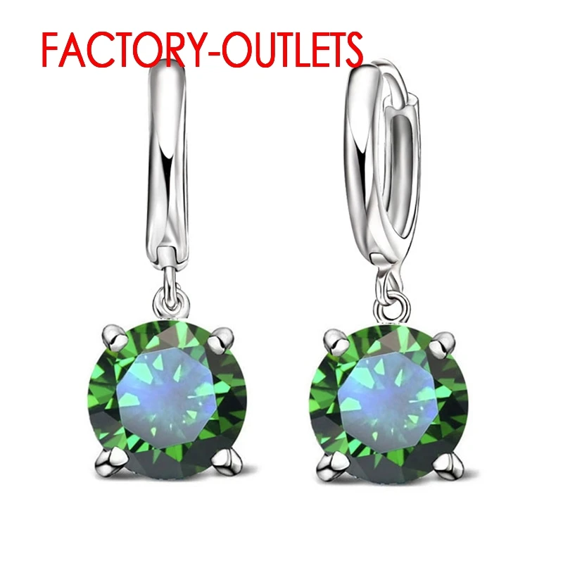 Fast Shipping Genuine 925 Sterling Silver Dangle Earrings CZ Crystal Big Round  Earrings For Women Girls Gift Fashion Jewelry