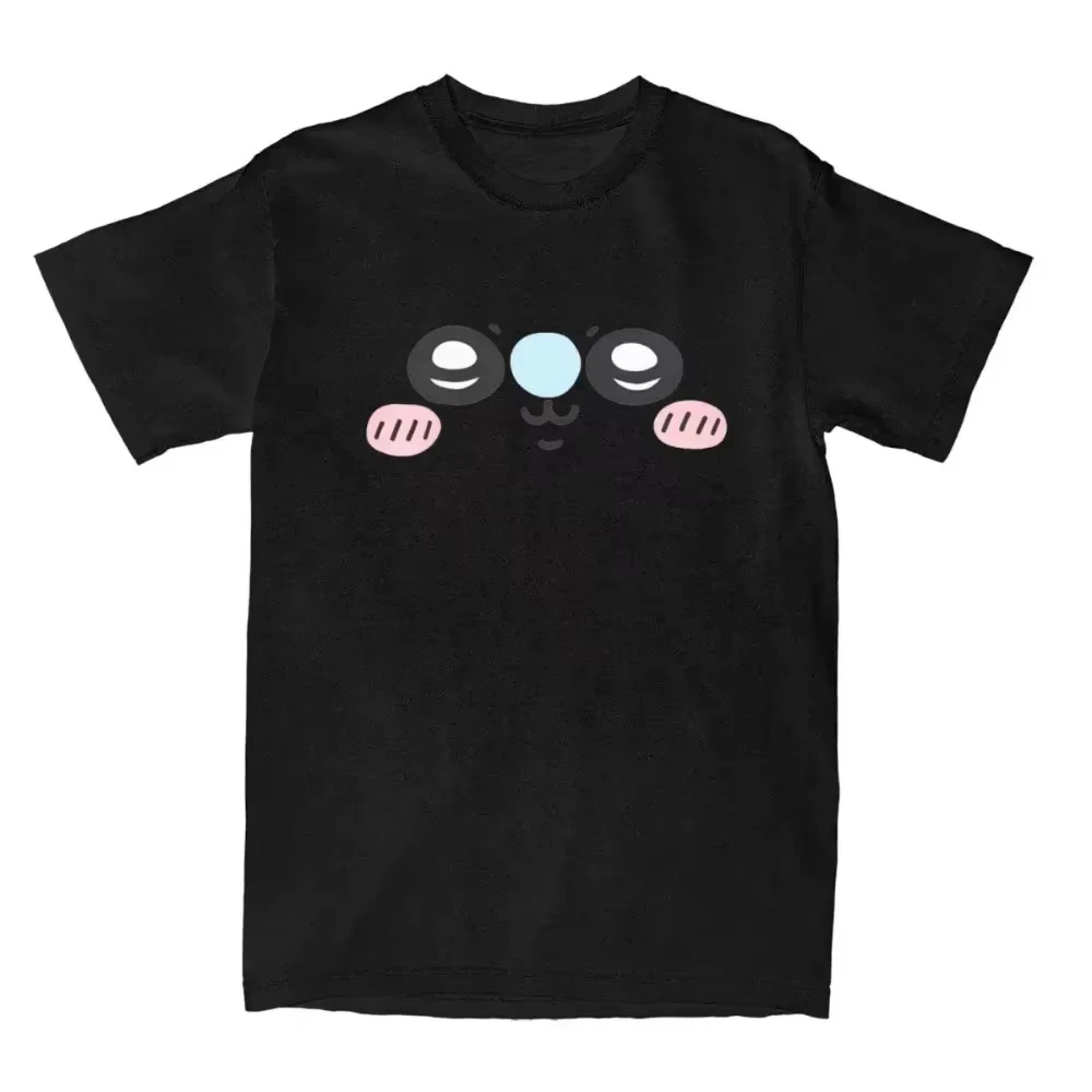 Cute Kawaii Cartoon Face Print Women T‑Shirt Japanese Anime Aesthetic Short Sleeve Tee Casual Loose Fit Y2K Streetwear Daily