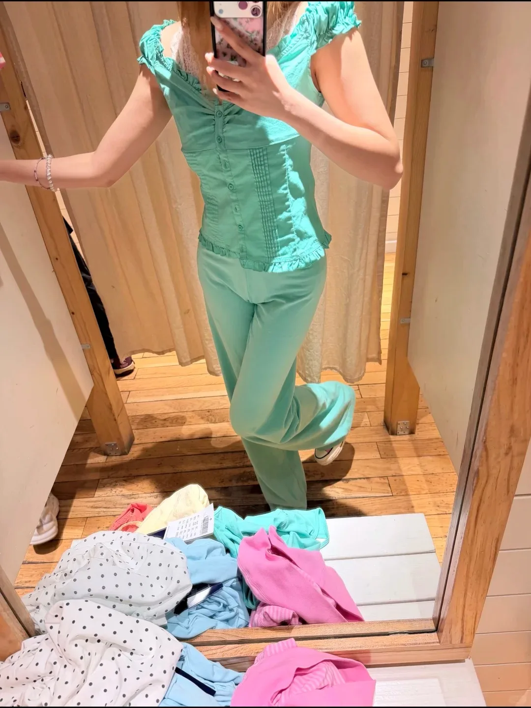 Mint Green Buttons Blouse Top Women Casual Single Breasted Ruffle Sleeveless Tank Tops Vest Vintage Preppy Style Camisole Y2K
