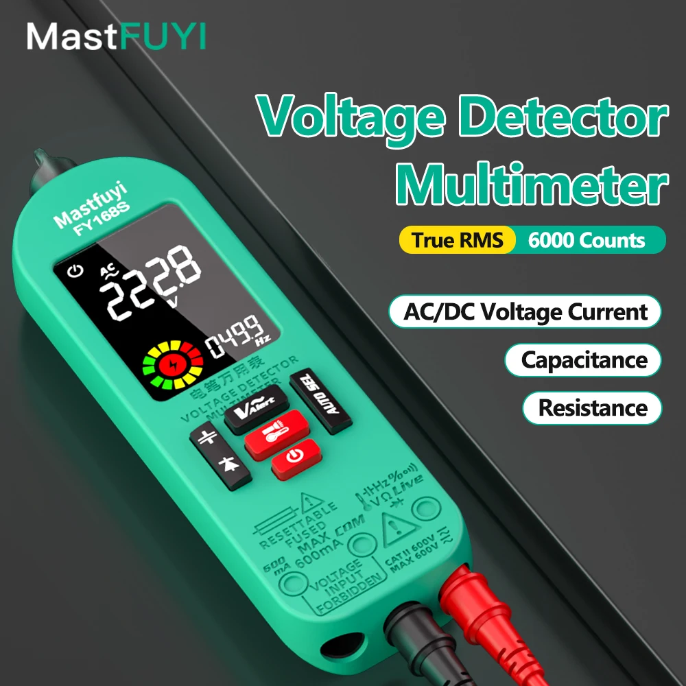 

MASTFUYI Smart Digital Multimeter Rechargeable Electronic Tester AC DC Contactless NCV Ture-RMS VFC Diode Capacitor Meter