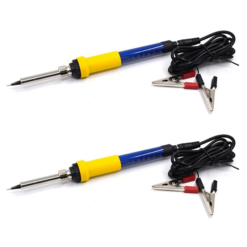 

2X DC 12V Portable Soldering Iron Low-Voltage Car Battery 60W Welding Rework Repair Tools With Aligator Cilp Retail