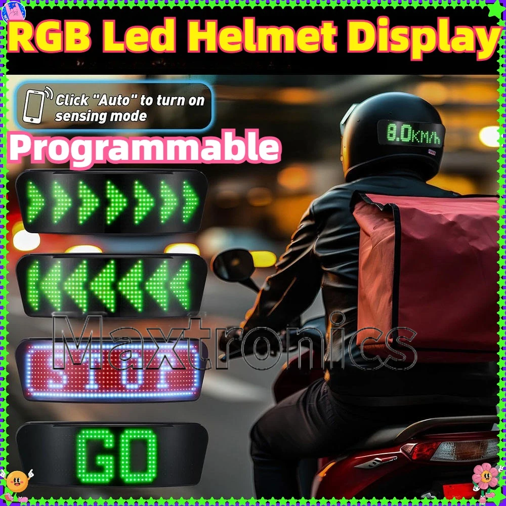 2025 RGB Led Helmet Display Motorcycle Helmet Warning Light Night Riding DIY Bike Helmet Taillight APP Programmable LED Screen