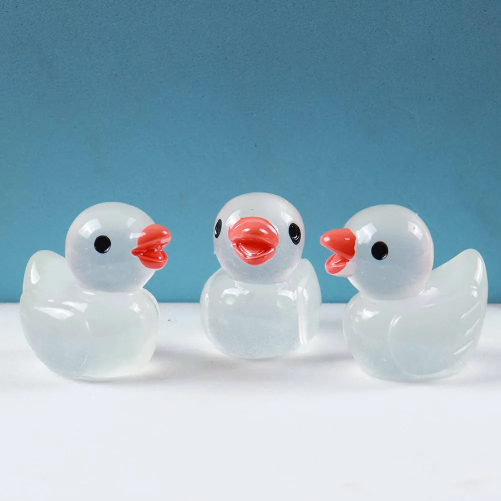 

100 светящихся в темноте фигурок уток из смолы для миниатюрного сада, кукольного домика, декора для дома и офиса