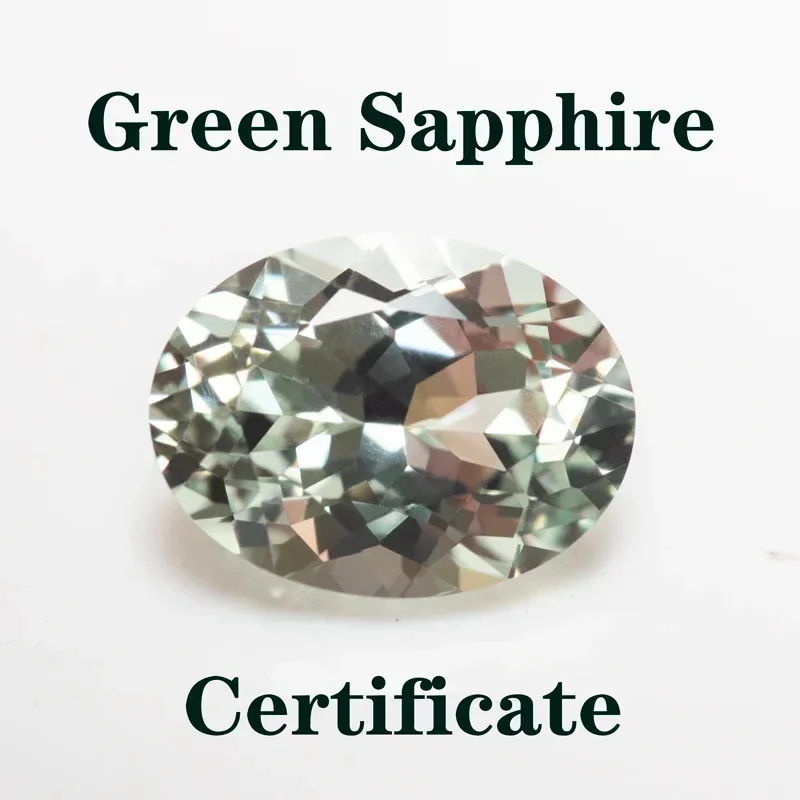 Lab-Grown Green Sapphire Oval Cut Gemstone for Jewelry Making, Optional AGL Certificate Included