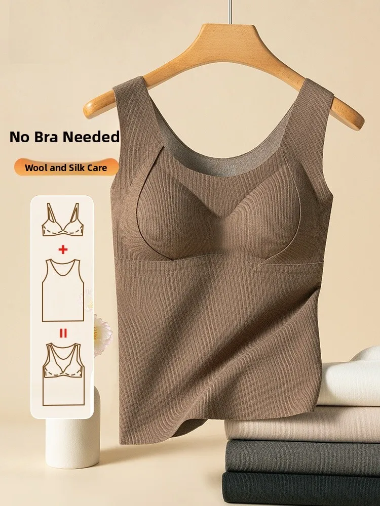 

Warm Underwear Vest with Chest Pad Base Layer One-Piece Strapl Sl Woman Sli Slim-Fit Polyester Spandex Blend
