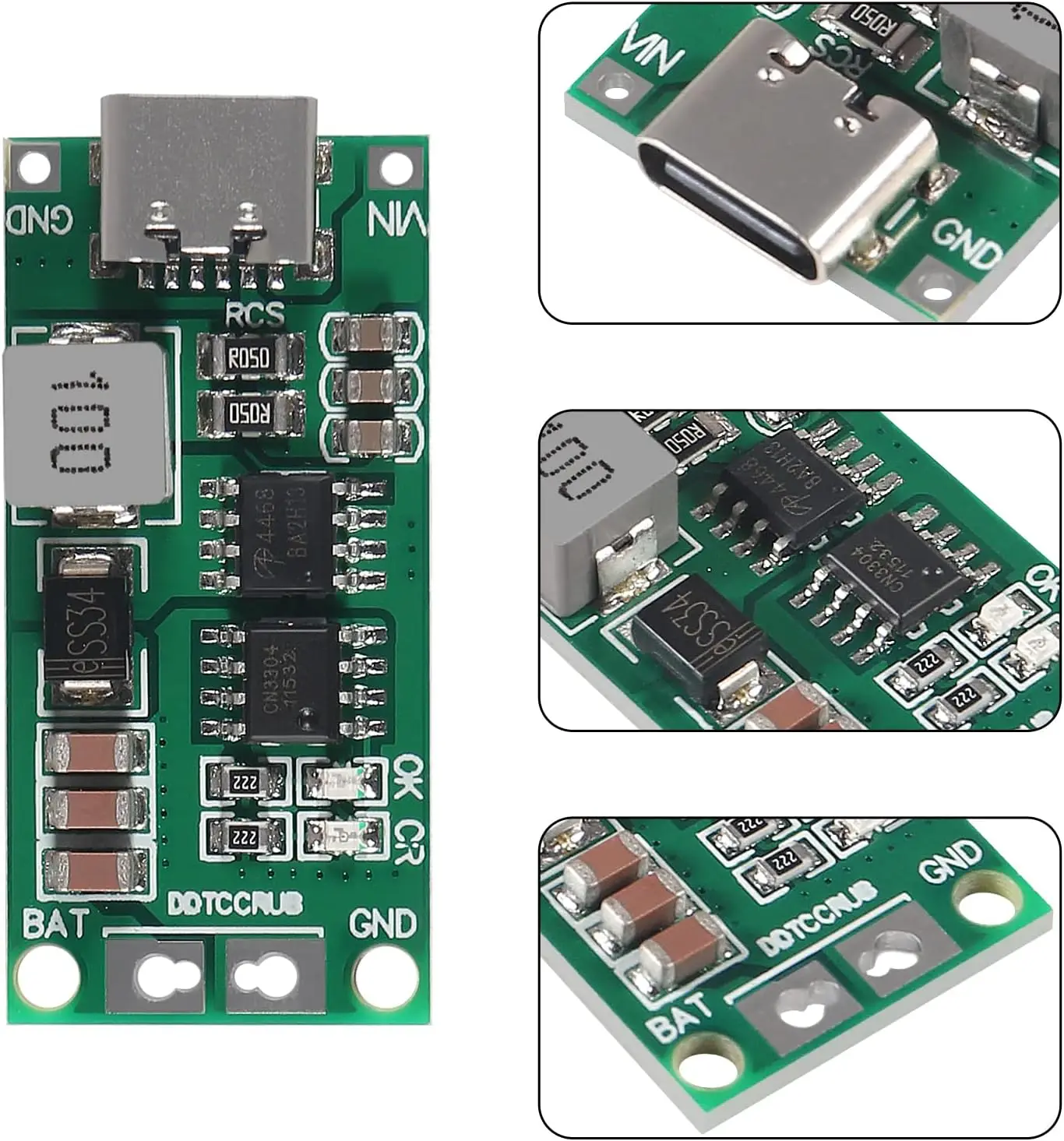 Type-C BMS 2S/3S/4S 1A-4A 18650 Lithium Battery Charger Step-Up Boost Module Li-Po Polymer Power Bank