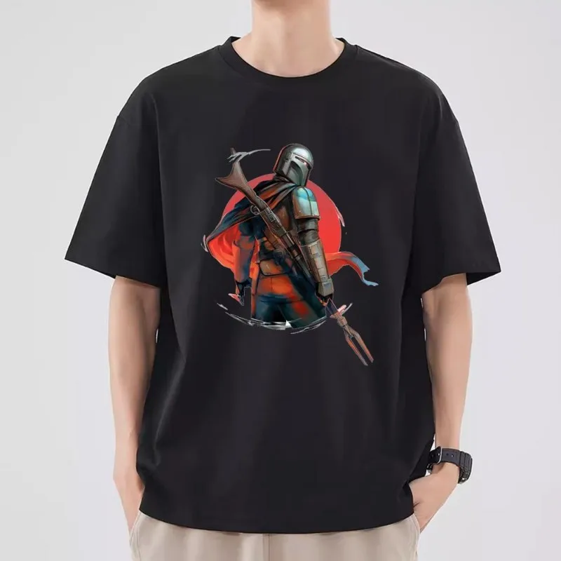 MINISO The Mandalorian T Shirt Men Couple Combination Clothes Short Sleeve Collar Fashion T-shirt Man Cotton