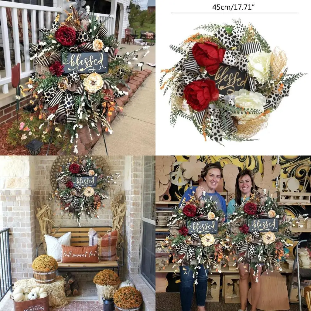 

Imitation Plants Wreath Hanging Ornaments Front Door Thanksgiving Autumns Harvest Christmas Wedding Garden Decoration C5AD