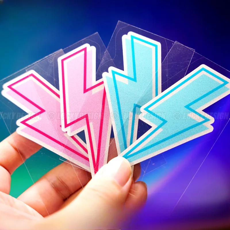 

2PCS/SET Glittery Lightning Shape Stickers (Pink & Light Blue) Waterproof Adhesive Decals for Car & Laptop Decor