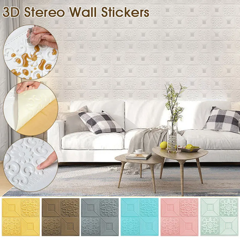 35*35cm 3D Stereo Wall Stickers Self-adhesive Ceiling Decorative Stickers Living Room Bedroom TV Background Waterproof Wallpaper