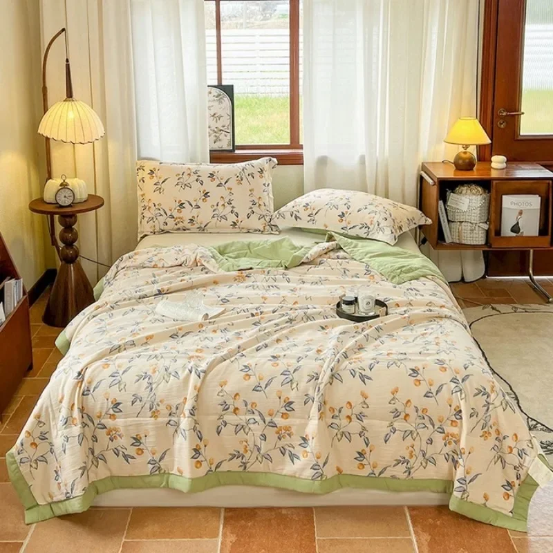 

Summer quilt core 2025 antibacterial double-layer yarn soybean fiber Xia Liang quilt air conditioner quilt four-piece set