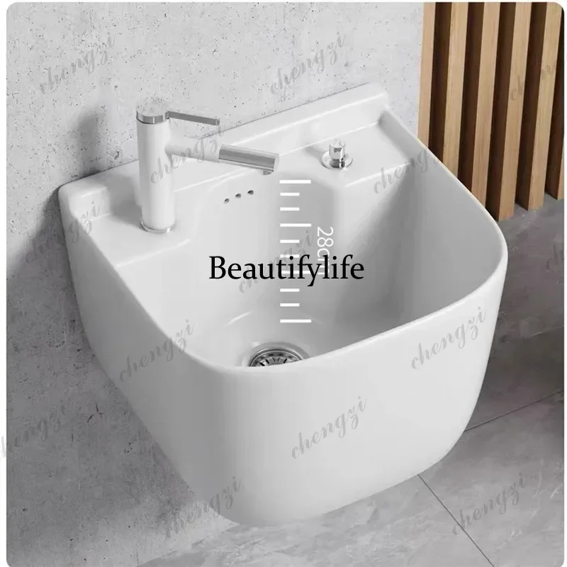 Wall-mounted deepened washbasin, bathroom, large-capacity small apartment, wall-mounted balcony, washbasin  a17