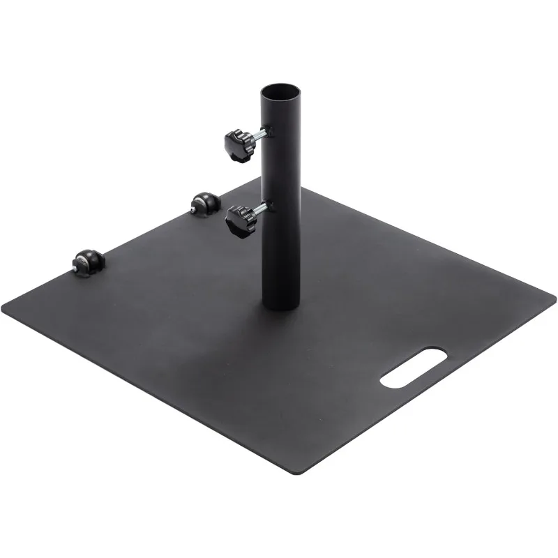 

24" Outdoor Patio Umbrella Base, Rolling Umbrella Plate Stand, 35lbs Square Steel Market Umbrella Base Holder for ,