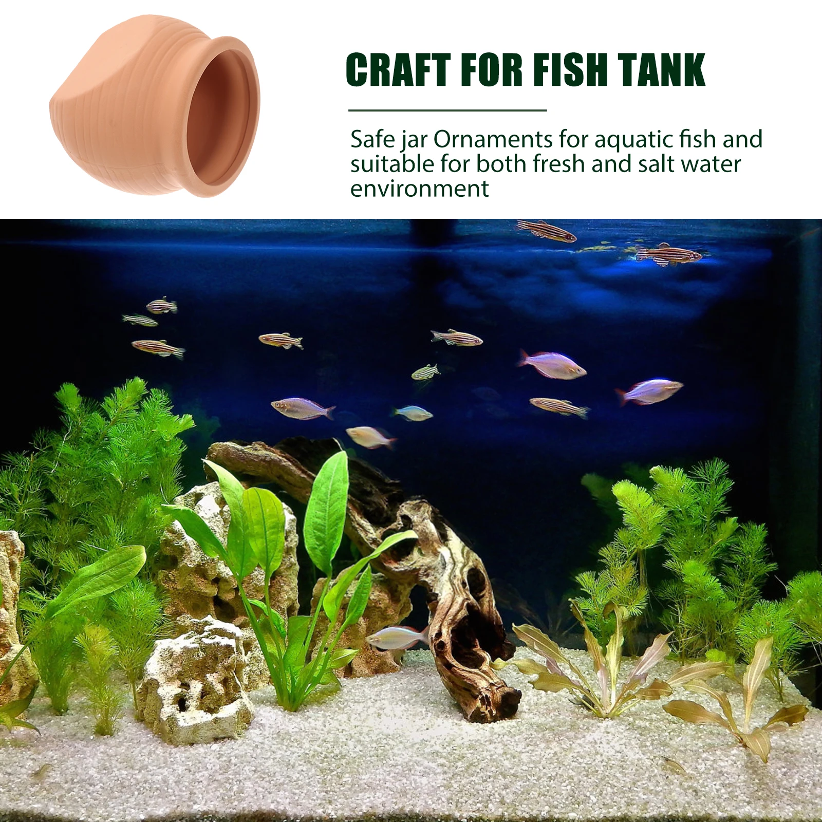 

2pcs Fish Shrimp Hiding House Aquarium Clay Jar Decor Tank Shelter Ornament Realistic Natural Aquatic Turtle Accessories