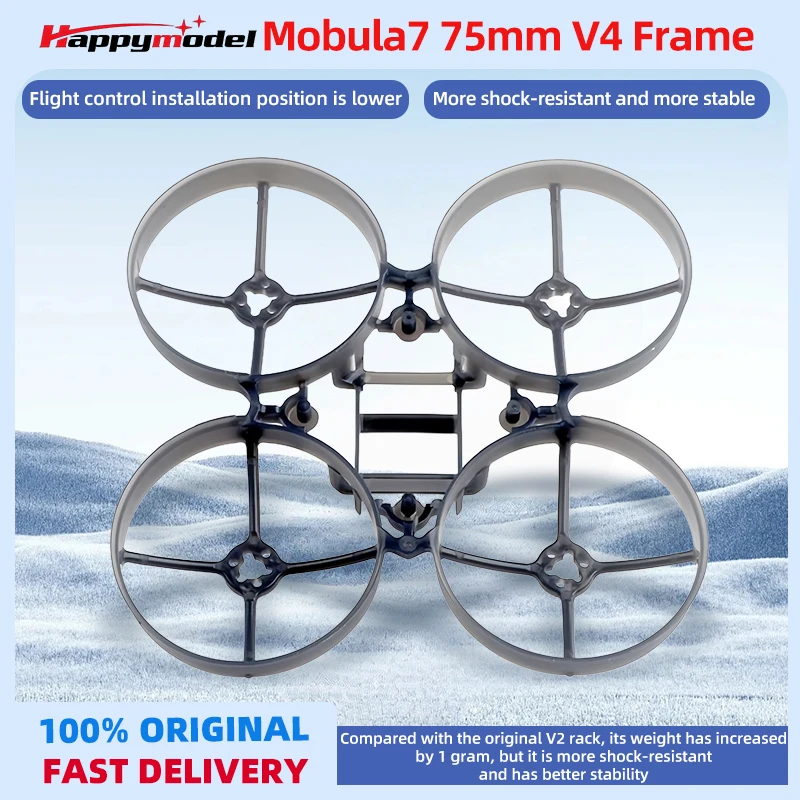 Happymodel 75mm Moblite7 V4 Frame for Mobula7/Mobula7HD 1S More Durable Low Position FC Mounted No Block USB