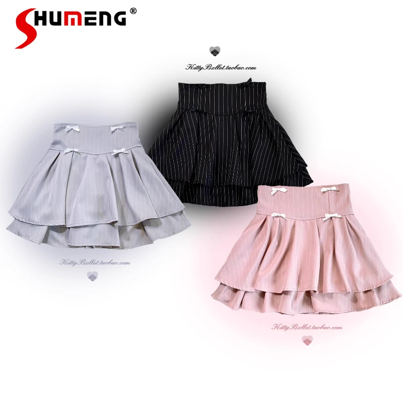 

Mine Mass-produced High-waisted Short Skirt Summer New Girls Dating Daily Elastic Waist Y2k Skirt Lolita Short-sleeved Shirt