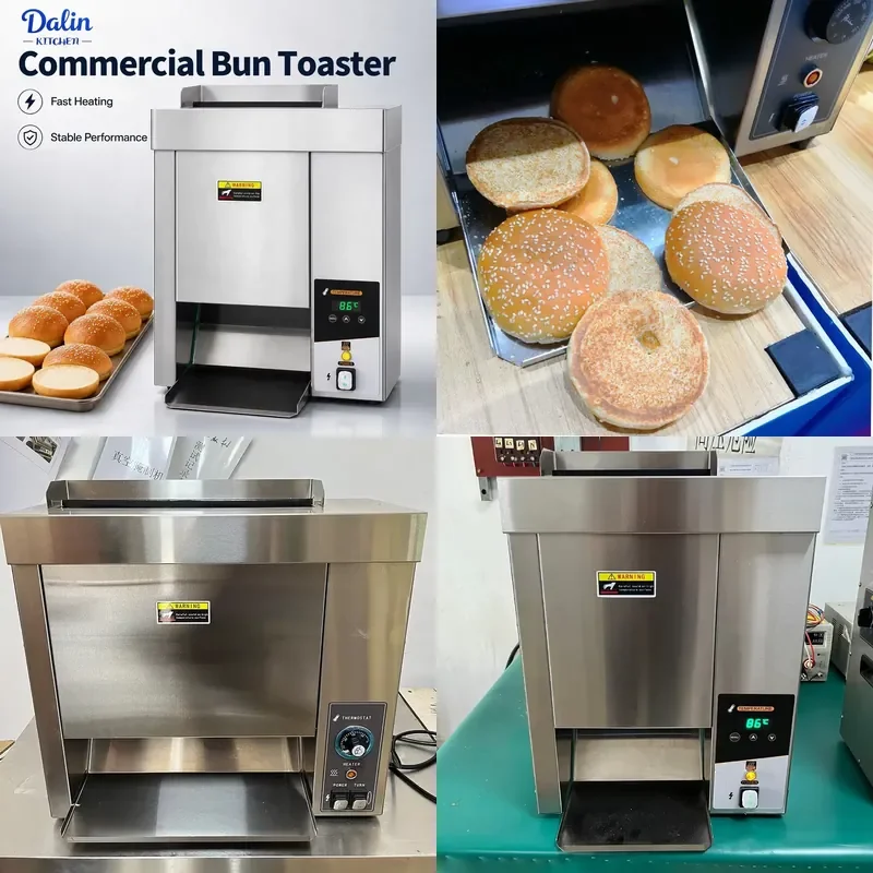 2026 Commercial Fast Food Restaurant Hamburger Bread Toaster Hot Dog Bun Conveyor Vertical Toaster for Sale