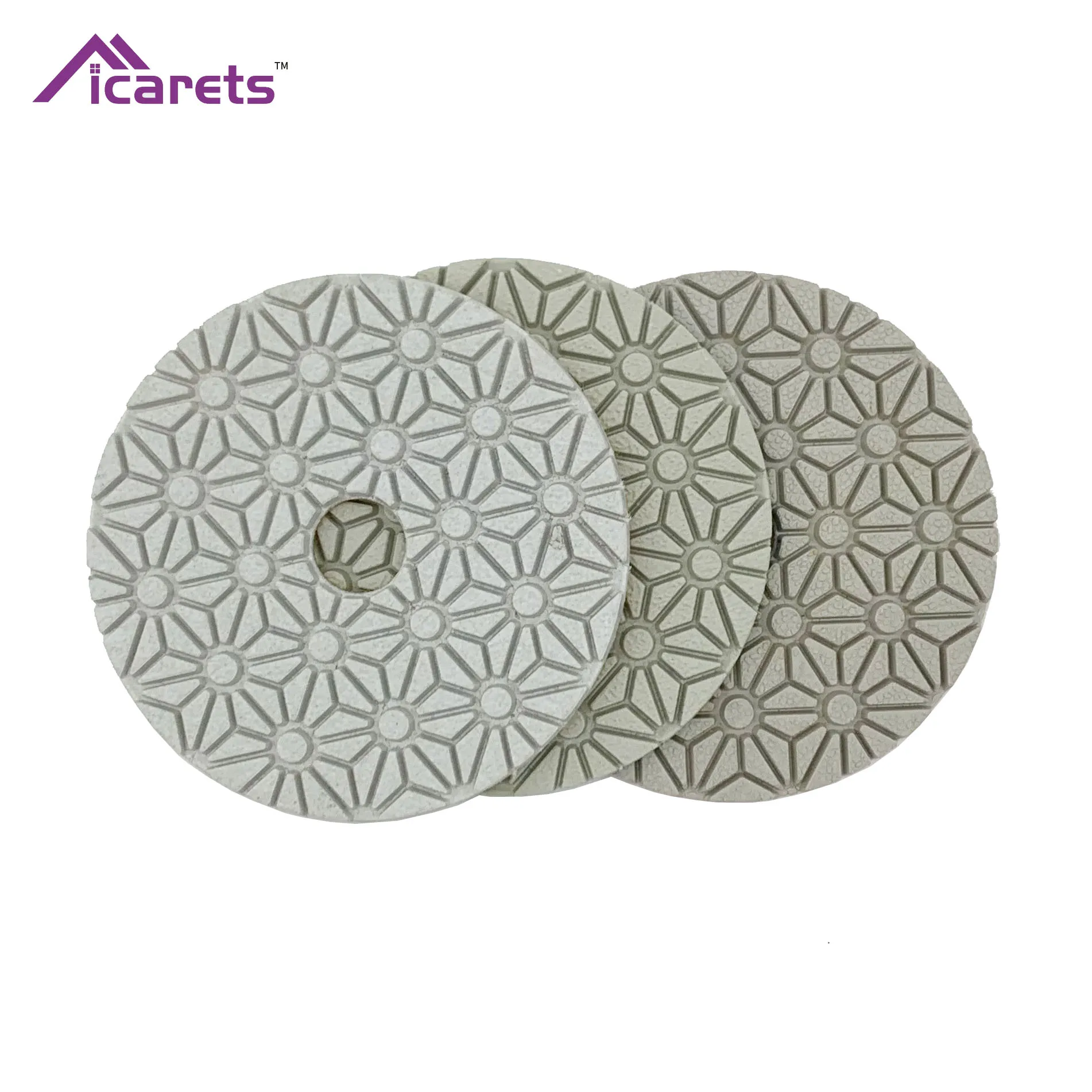 ICARETS 3-Steps Diamond Resin Bond Sanding Disc Wet or Dry Flexible Polishing Pad For Marble Soft Stone