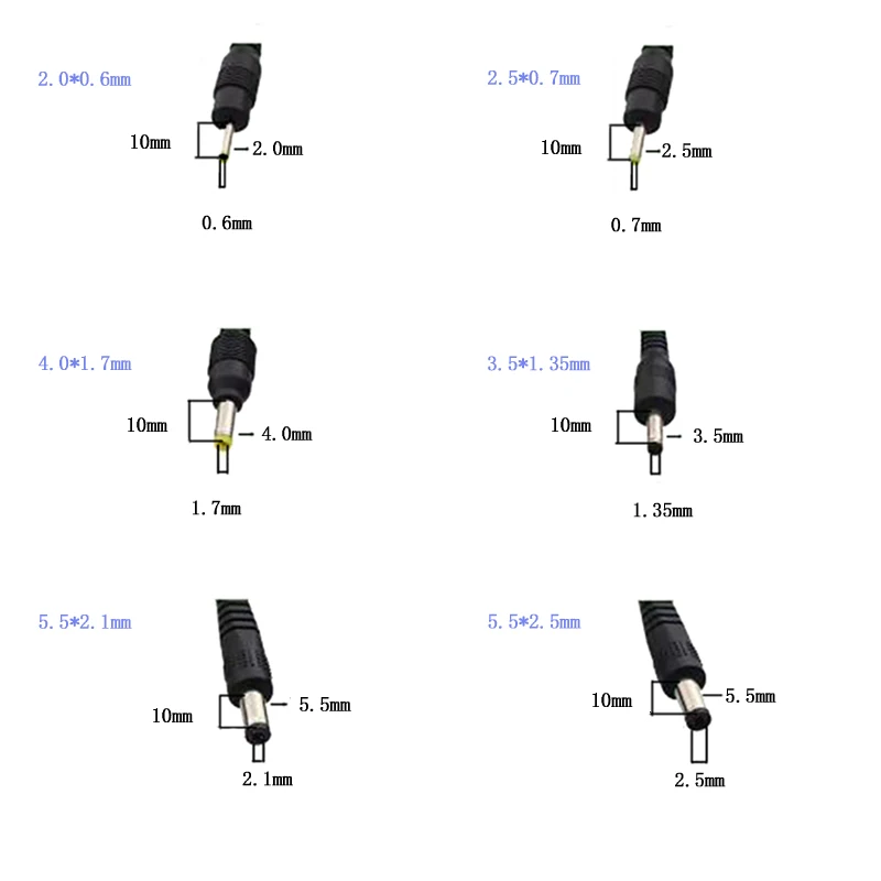 USB To DC 3.5*1.35mm 2.0*0.6mm 2.5*0.7mm 4.0*1.7mm 5.5*2.1mm 5.5*2.5mm Plug Jack DC 5V Power Extension Cable Connector