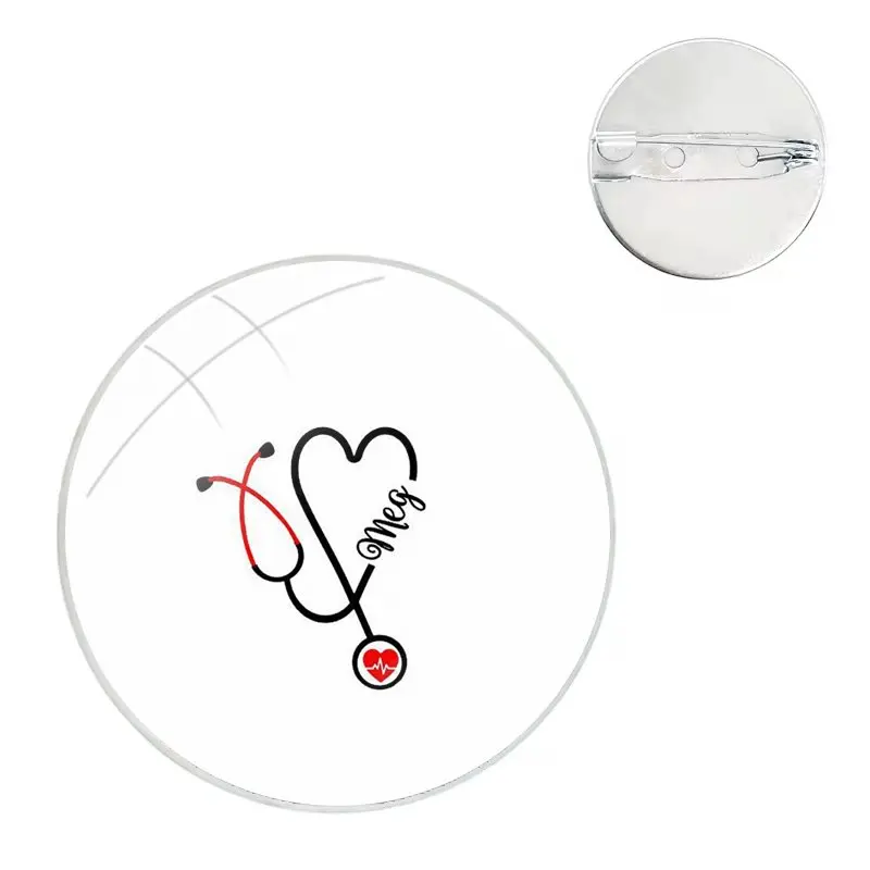 urse Stethoscope Heart Nursing Heartbeat Badge Brooch Pin Accessories For Clothes Backpack Decoration gift