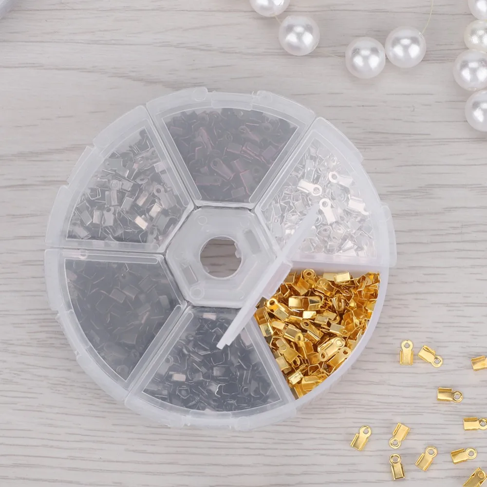 Practical Alloy Crimp Cord Ends 8 * 8 * 1.8cm Different Colors Jewelry Finding Connectors Fold Over Cord Ends DIY Crafting