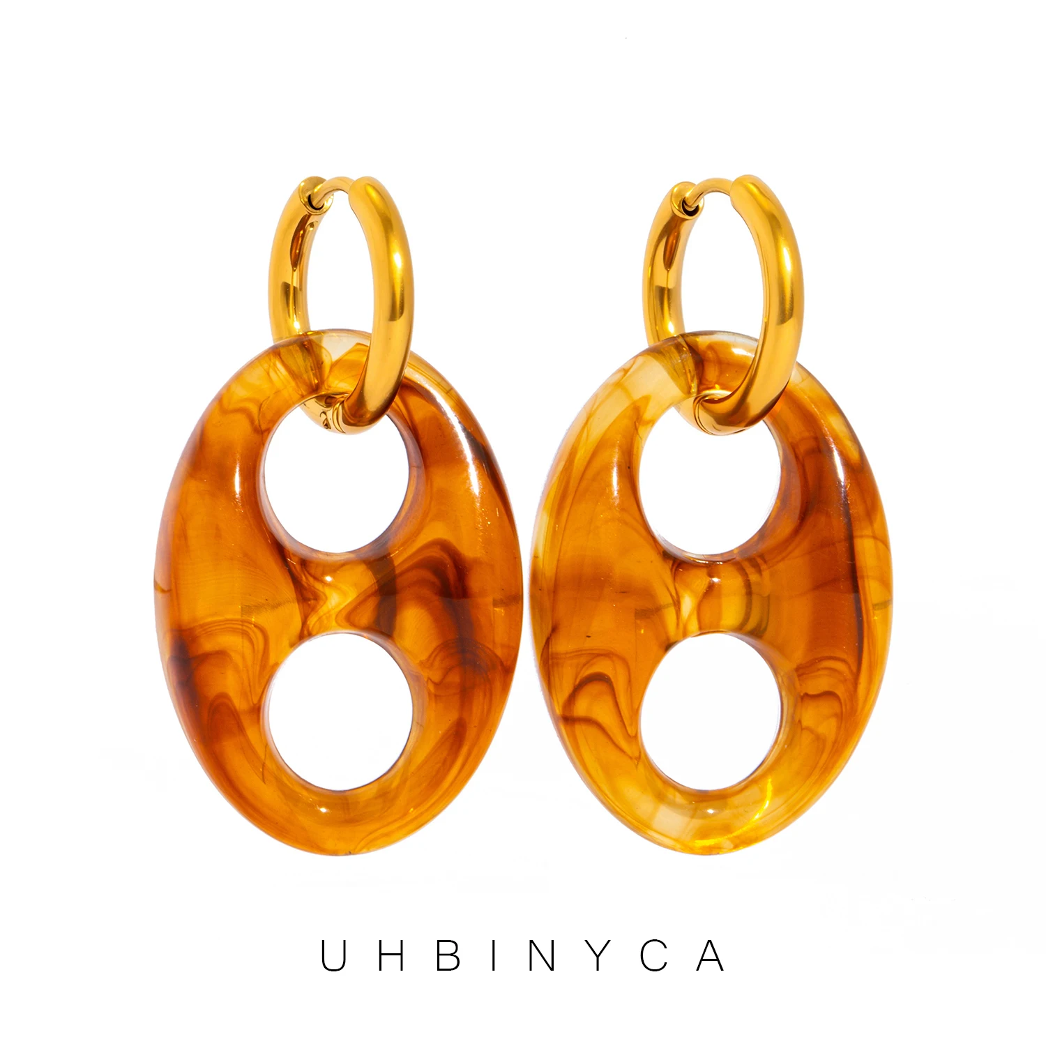 Double Hole Earrings for Women - Convertible Drop Dangles & Hoops, 18K Gold Plated Stainless Steel, Hypoallergenic Party Jewelry