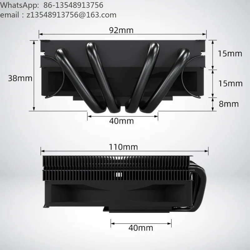 4 Heatpipe Ultra Thin Reverse Airflow CPU Fan HP3800 Low Profile Cooler for ITX All-in-One Computer