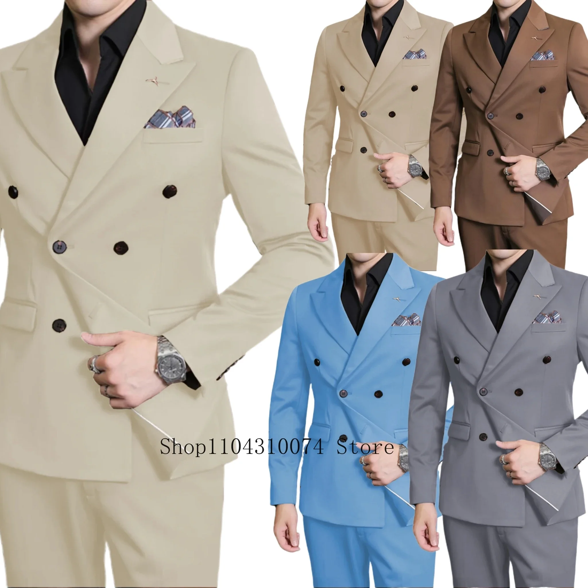 

Men's Suit with Peak Lapel for Wedding Solid Color Formal Business Suits Pocket in A Slot Tailored Suits Graduation Party