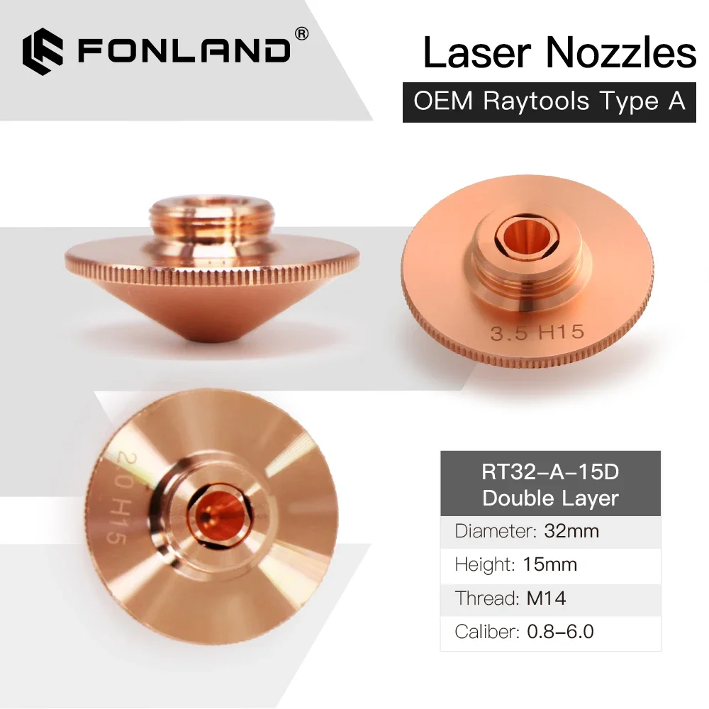 Fonland 1Pcs Raytools Dia.32mm H15 Caliber 0.8-6.0 Single/Double Layers Welding Laser Nozzles for Fiber Laser Cutting Machine