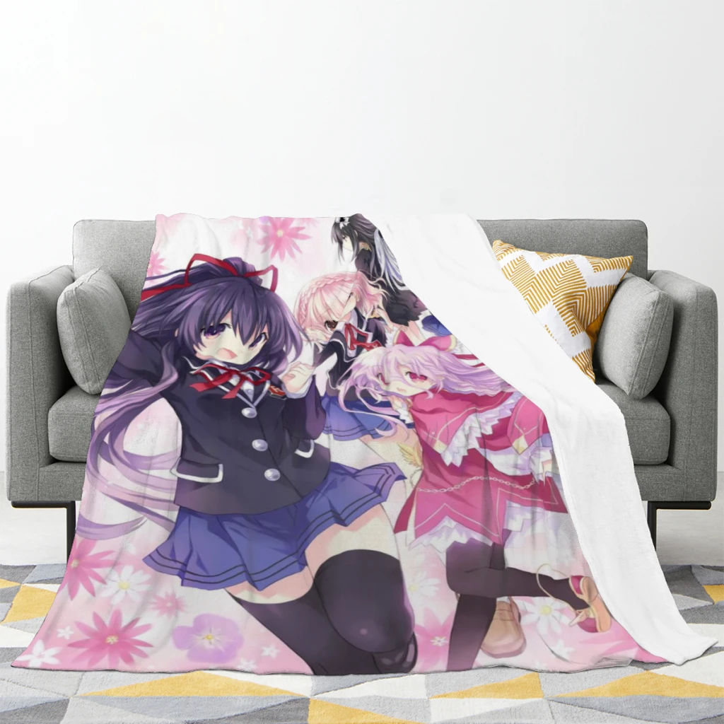 Date a Live Medium Blanket Soft comforter sets throw for Couch Warm Flannel Blankets Bedroom Décor