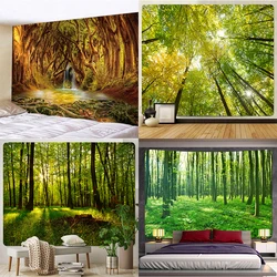 Forest Plants Leaves Psychedelic Scene Home Art Decor Tapestry Hippie Boho  Yoga Mat Mandala Room  Wall Hanging