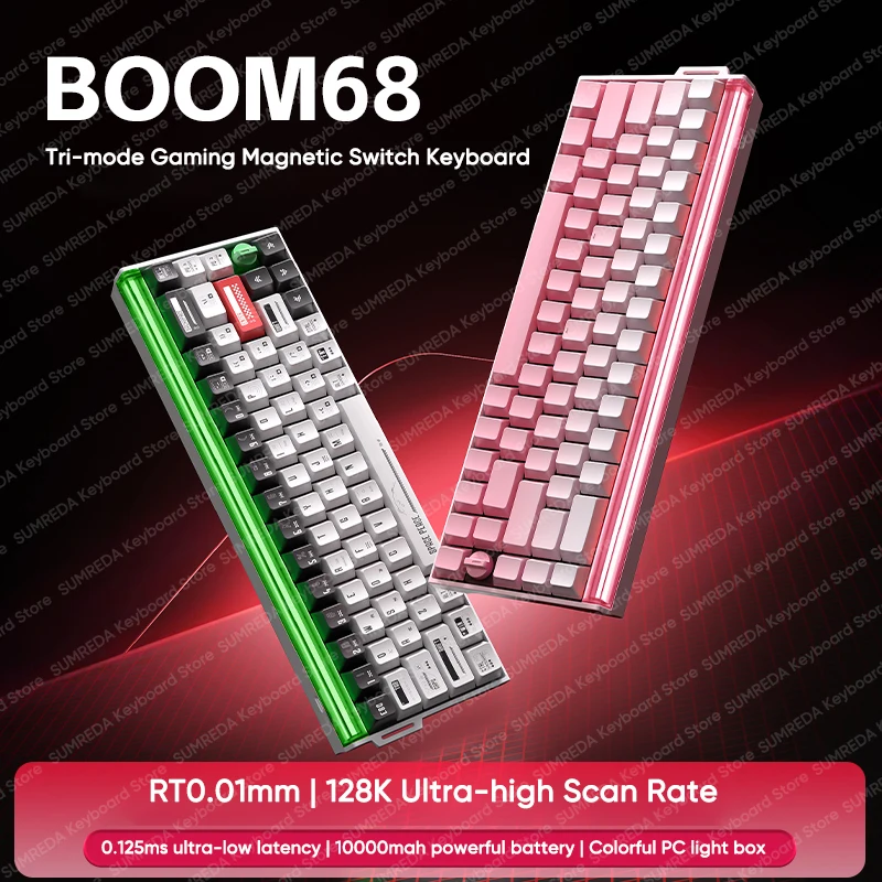 

LANGTU BOOM68 Magnetic Mechanical Keyboard RT0.01MM 8k Polling Rate 128K Scan rate Bluetooth 2.4G Wired Esports Gaming Keyboard