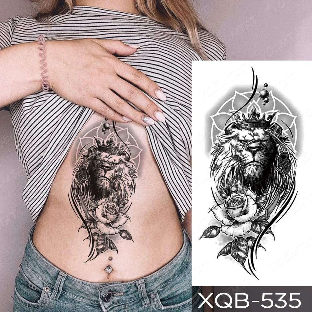 กันน้ำชั่วคราว Tattoo สติกเกอร์ Lightning Lion Tiger Wolf Owl Flash Transfer Tattoo ผู้หญิงผู้ชายแขนเอว Body Art รอยสักปลอม