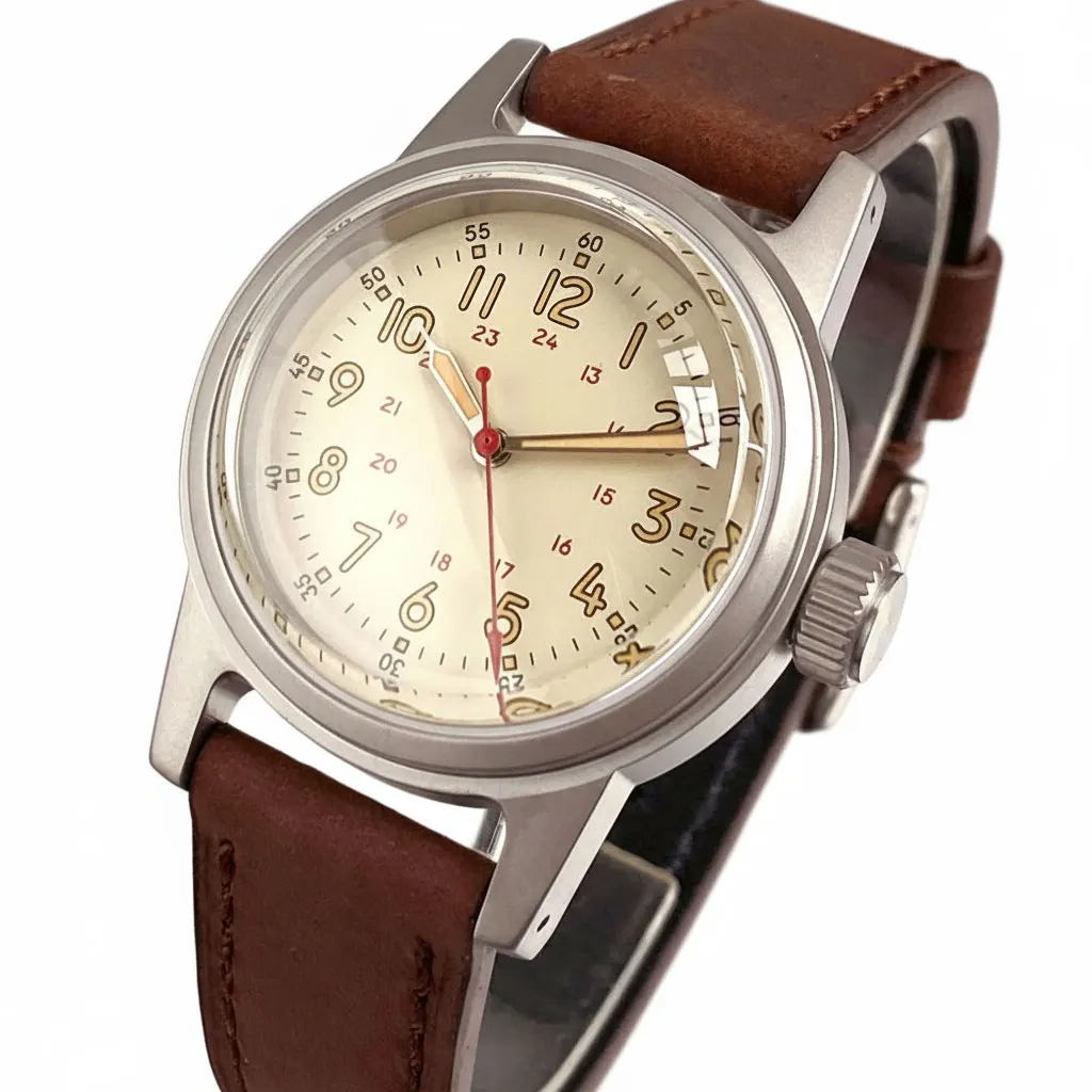 Miyota 8215 Tandorio 36mm Military 200M Diver Automatic Leisure Watch Men Luminous Cream Black Dial Domed Sapphire Vintage Clock