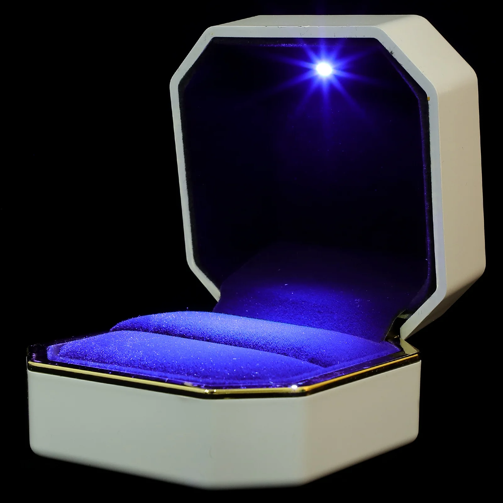 

Восьмиугольная шкатулка для драгоценностей со светодиодной подсветкой, легкий портативный футляр для колец, романтическое свадебное предложение, подарок, светодиодный светящийся футляр для колец