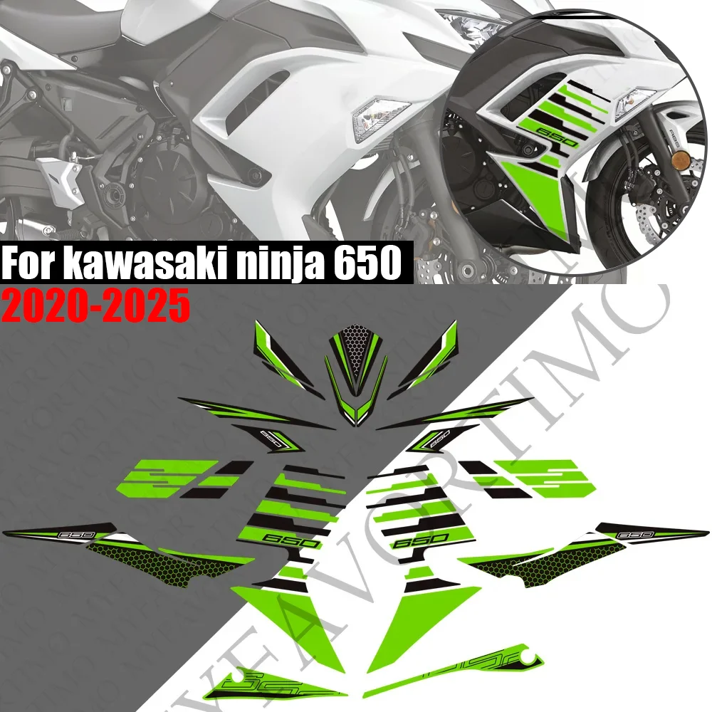 For kawasaki ninja 650 2020-2025 Tank Pad Side Grips Gas Fuel Oil Kit Knee Fairing Fender Wheels Stickers moto Decals ninja650