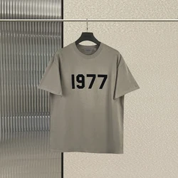 ESSENTIALS Short Sleeve Fashion 1977 Letters Logo Tops Tee Shirts High Street Hip-Hop Unisex 100%Cotton T-Shirts 2023 New