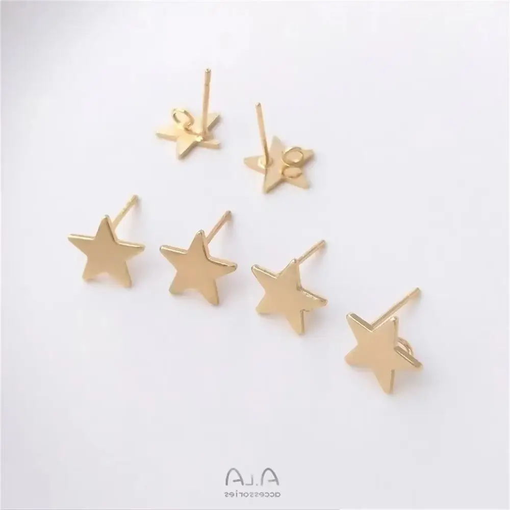 

14K Gold Wrapped Five Pointed Star Shaped Pendant 925 Silver Needle Earrings, Handcrafted DIY Earrings, Accessory Materials E099