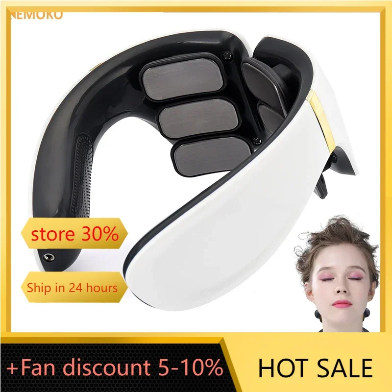 

6 Heads Neck Massager TENS Pulse Neck Massager Heating Pain Relief Deep Tissue Trigger Point Massage Shoulder Cervical Relax