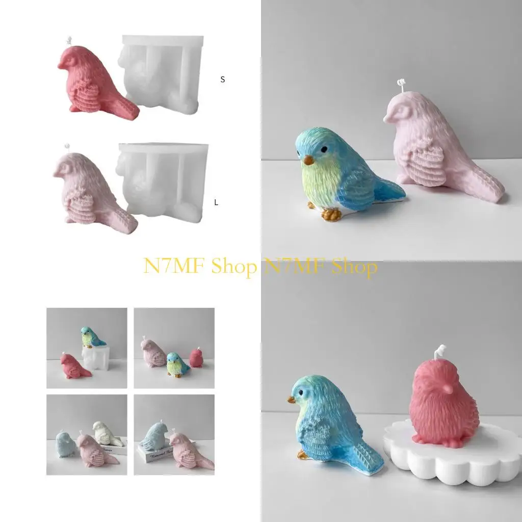 

N7MF Silicone Mold DIY Animal Aromath Sitting Little Bird Gypsum Mold
