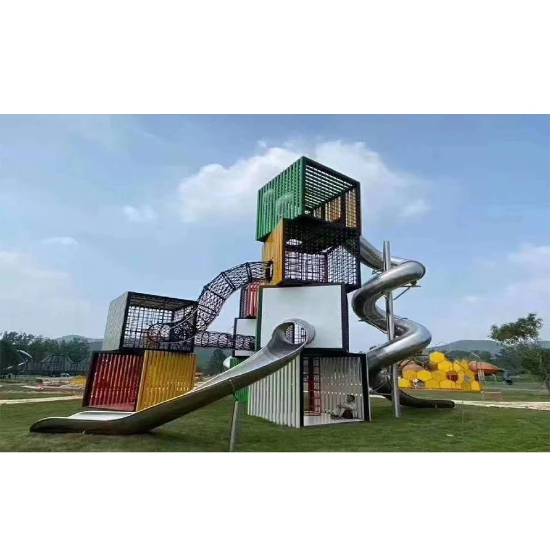 Outdoor Children's Play Set with Big Plastic Slide Fiberglass Jungle Theme Playground for Kids for Airport Play Area